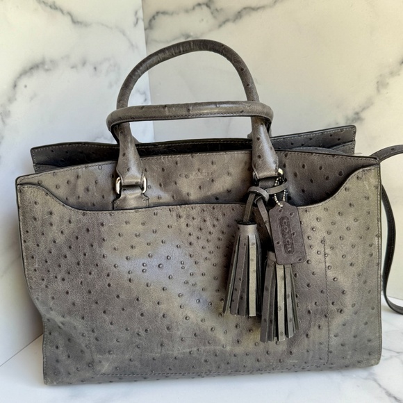 Coach Limited Edition Pinnacle Leighton in Ostrich Embossed Leather - Gray - Picture 2 of 9